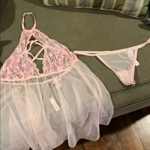 NWT Victoria’s Secret lace halter and thong set